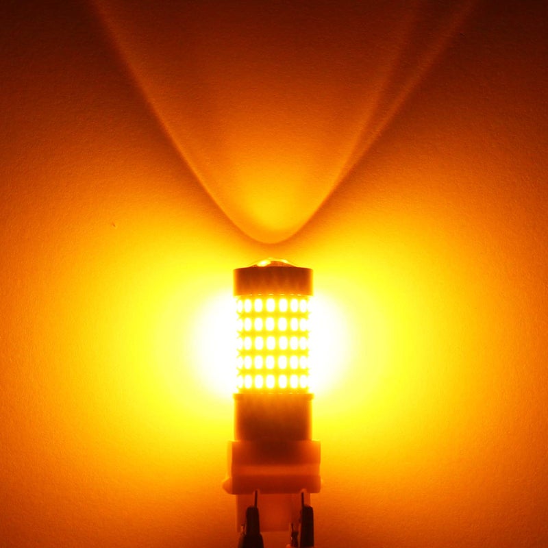 PHINLION 3157 4157 LED Amber Yellow Bulbs, 2800 Lumens Super Bright T25 Wedge 3156 3157A 3057NA 3457NA 4157NA Turn Signal Blinker Lights, Pack of 2 - Image 5